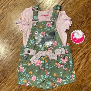 Floral Overalls Set